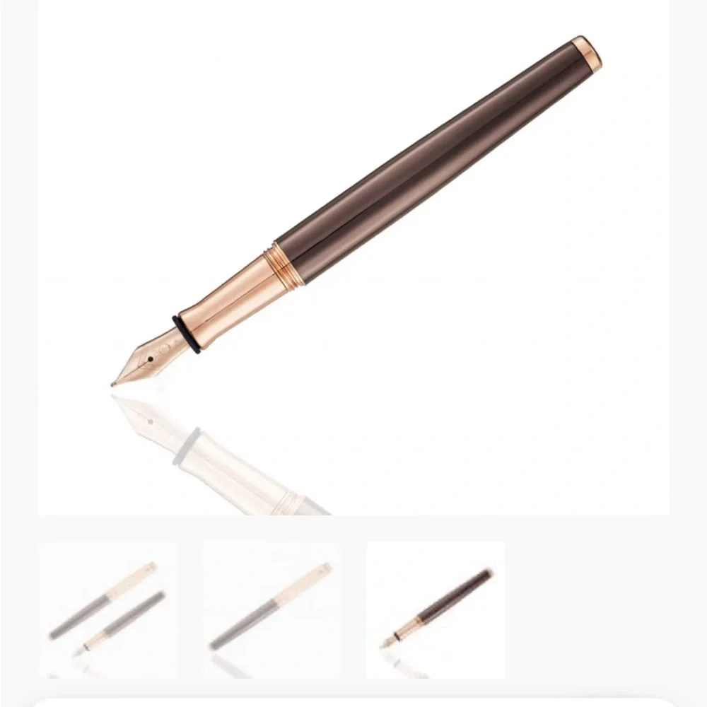 Waldmann Tuscany Fountain Pen in Chocolate with Rose Gold, Steel Nib Broad